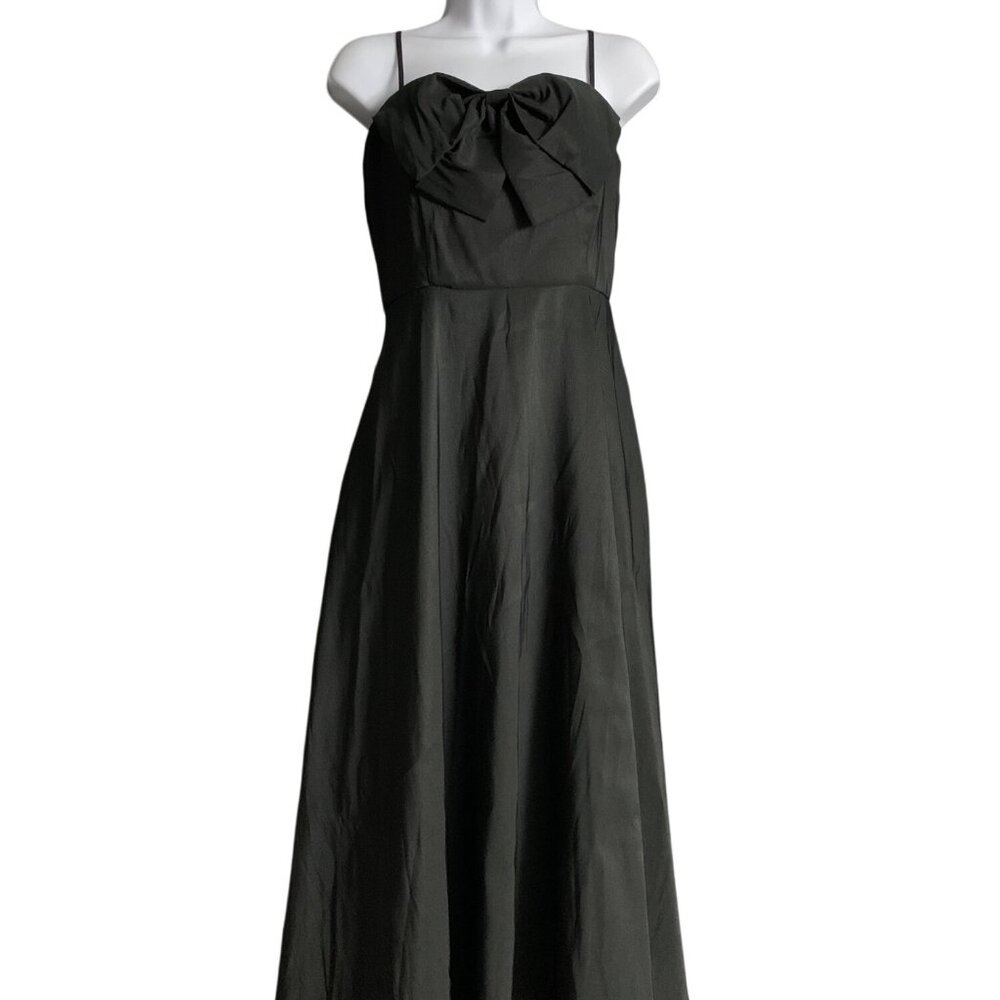 A New Day Womens Black Maxi Cocktail Dress w/ Bow Accent & Side Pockets Size 6 - Picture 4 of 12